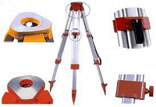 Chân máy toàn đạc đóng vai trò như một giá đỡ và là bộ phận giúp cân bằng máy trong quá trình đo đạc