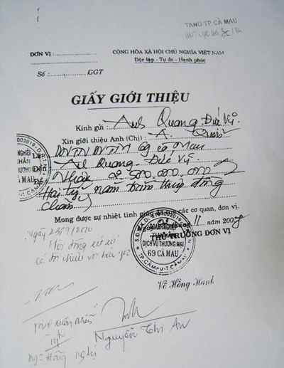 giấy giới thiệu